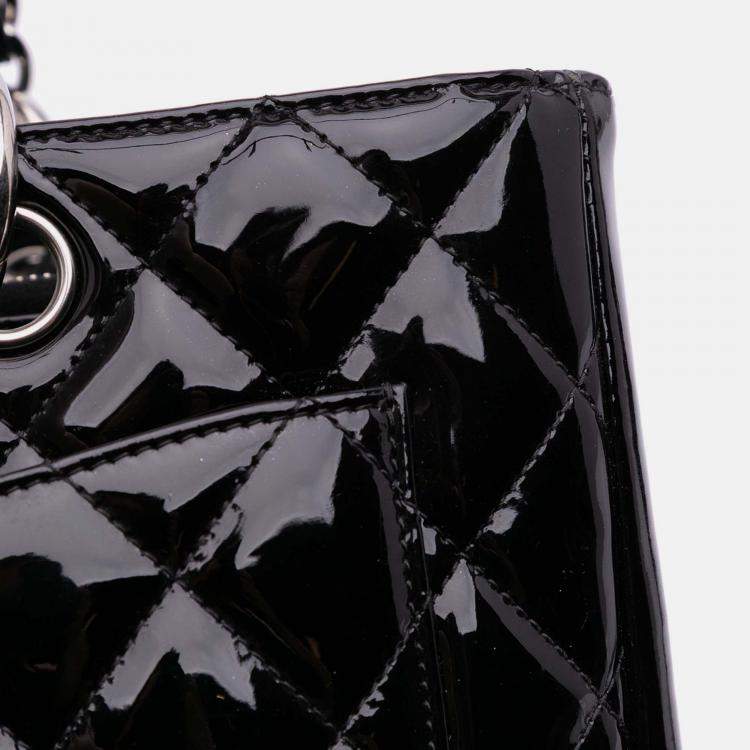 Pre Owned Chanel Black Patent Grand Shopping Tote