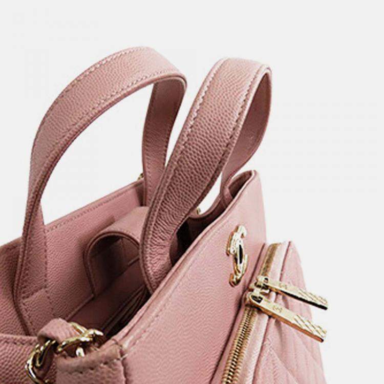 Pre Owned Chanel Pink CC Quilted Caviar Business Affinity Satchel