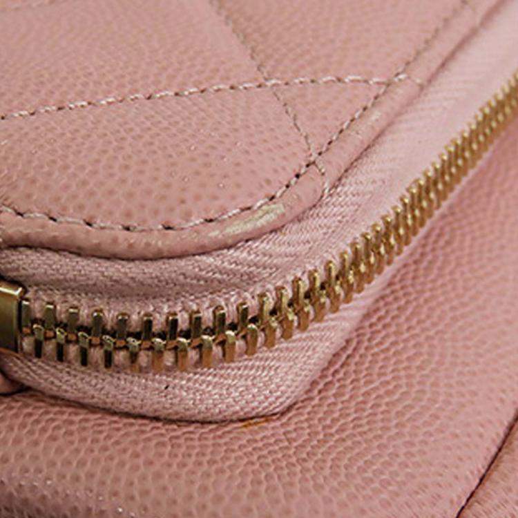 Pre Owned Chanel Pink CC Quilted Caviar Business Affinity Satchel