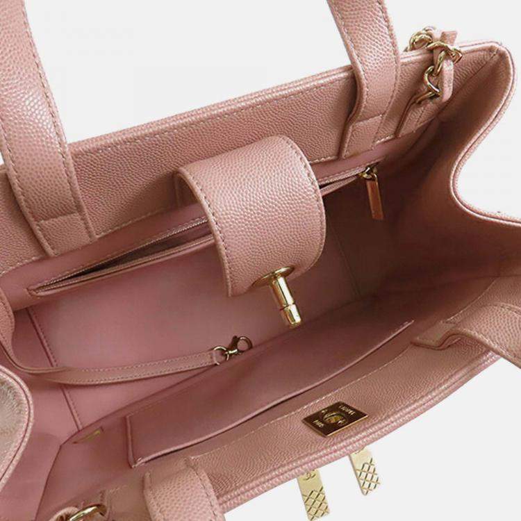 Pre Owned Chanel Pink CC Quilted Caviar Business Affinity Satchel