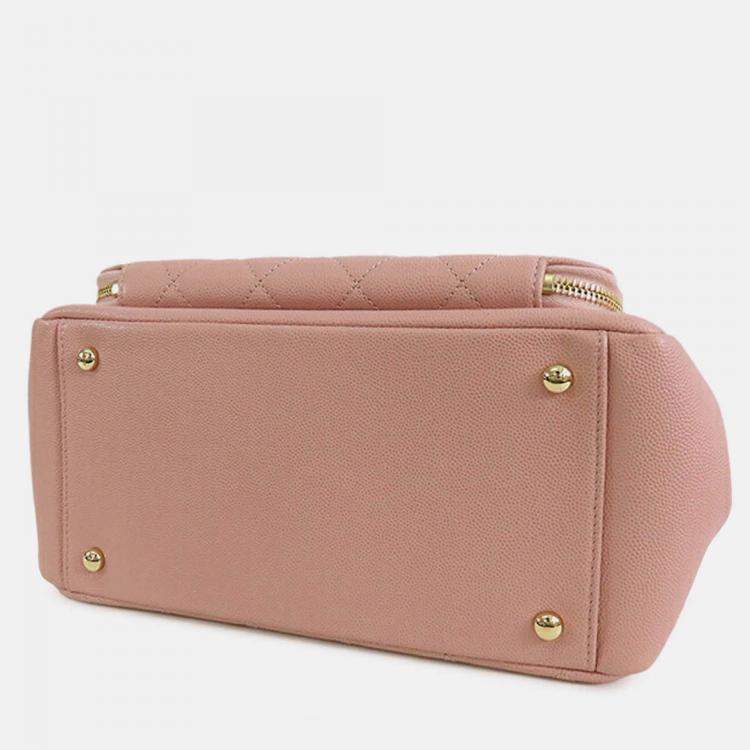 Pre Owned Chanel Pink CC Quilted Caviar Business Affinity Satchel