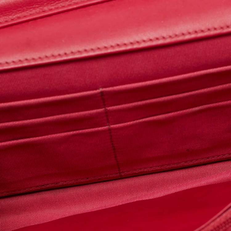 Pre Owned Chanel Red/Pink Patent and Leather CC Wallet On Chain