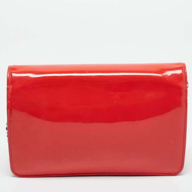Pre Owned Chanel Red/Pink Patent and Leather CC Wallet On Chain