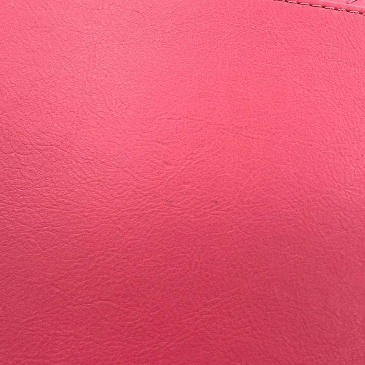 Pre Owned Chanel Matelasse Bowling Bag Pink Calf Leather