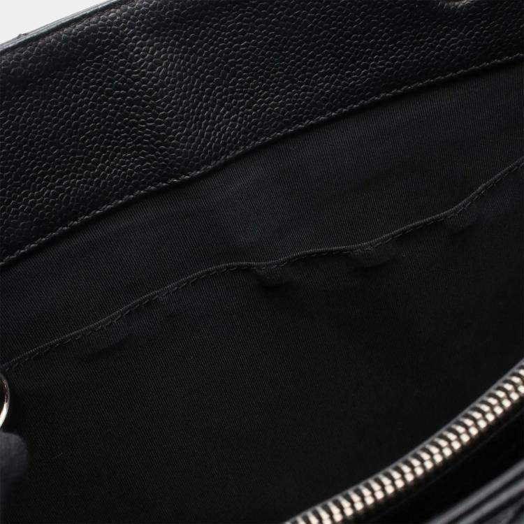 Pre Owned Chanel Matelassé Black Leather Grand Shopping Tote
