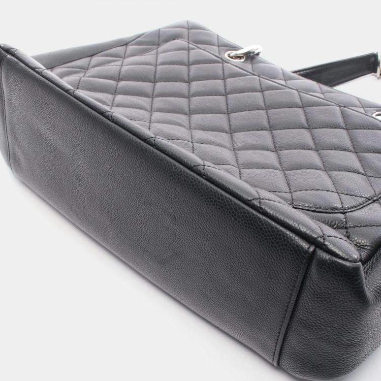 Pre Owned Chanel Matelassé Black Leather Grand Shopping Tote