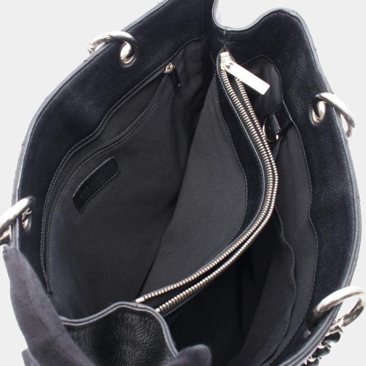 Pre Owned Chanel Matelassé Black Leather Grand Shopping Tote