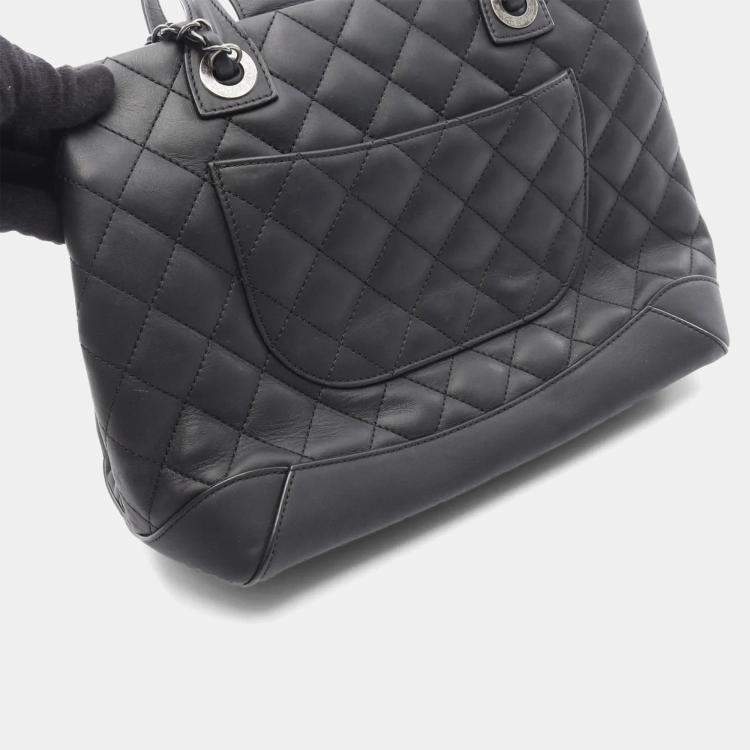 Pre Owned Chanel Matelassé Black Leather CC Coco Shoulder Tote SHW