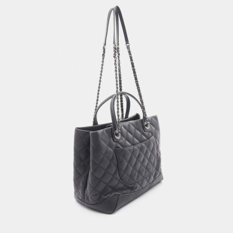 Pre Owned Chanel Matelassé Black Leather CC Coco Shoulder Tote SHW