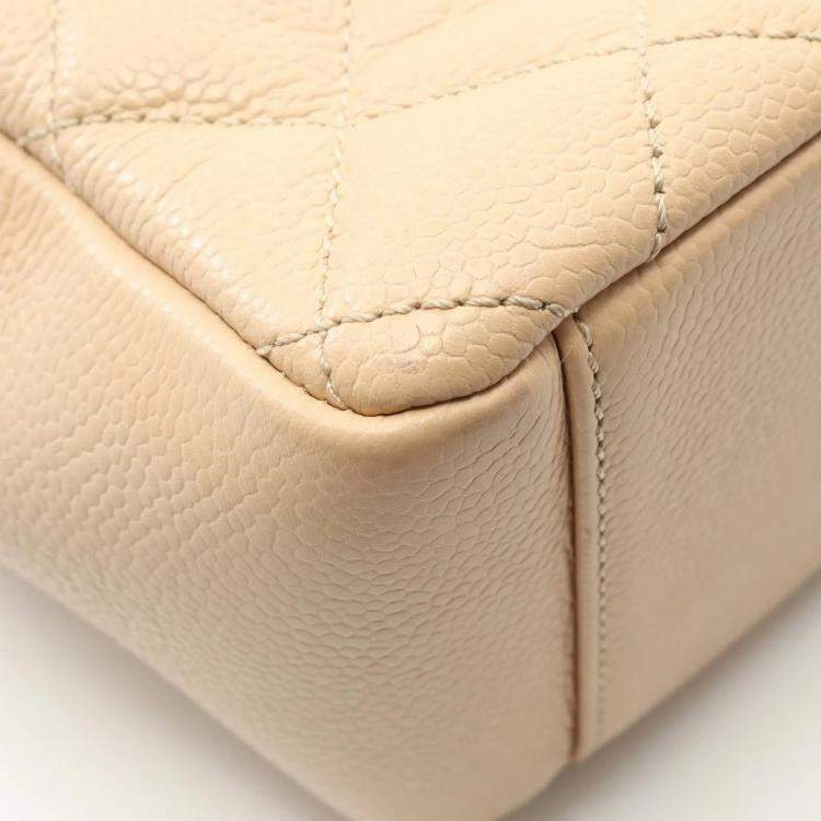 Pre Owned Chanel Matelasse PST Calfskin Beige Chain Shoulder Tote Bag