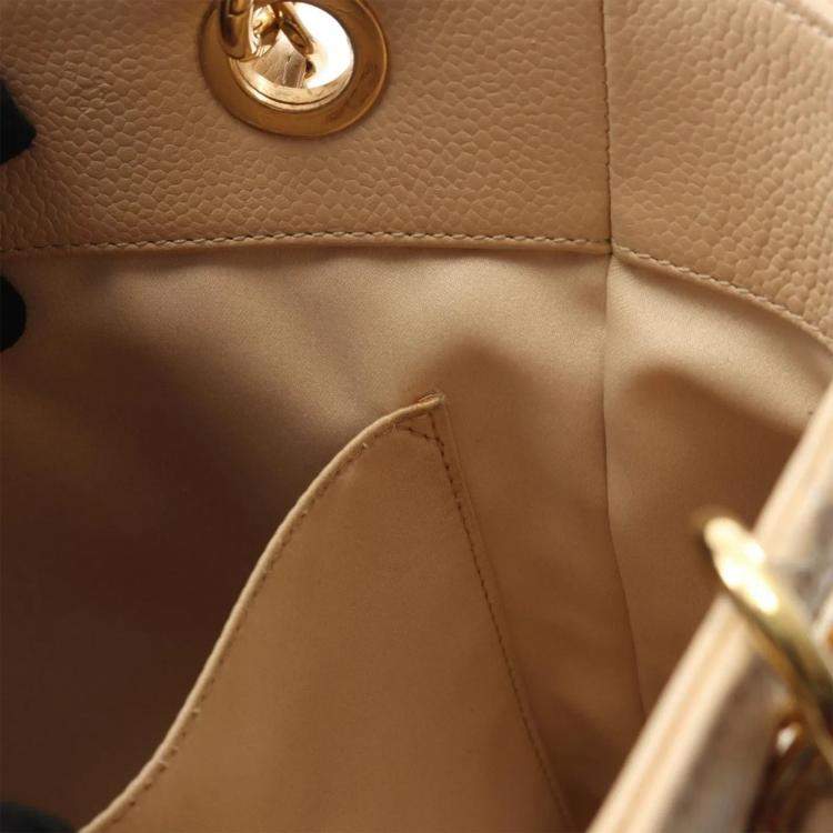 Pre Owned Chanel Matelasse PST Calfskin Beige Chain Shoulder Tote Bag