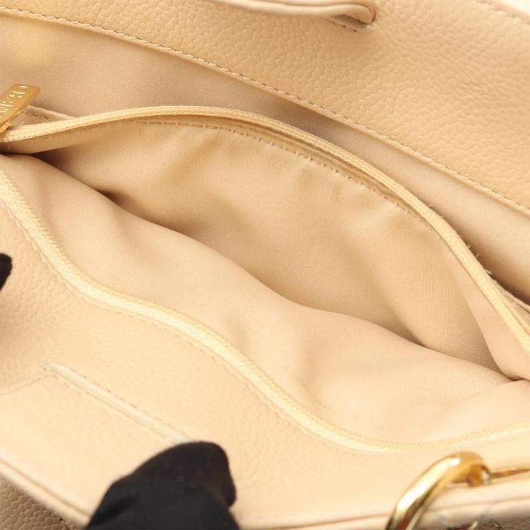 Pre Owned Chanel Matelasse PST Calfskin Beige Chain Shoulder Tote Bag