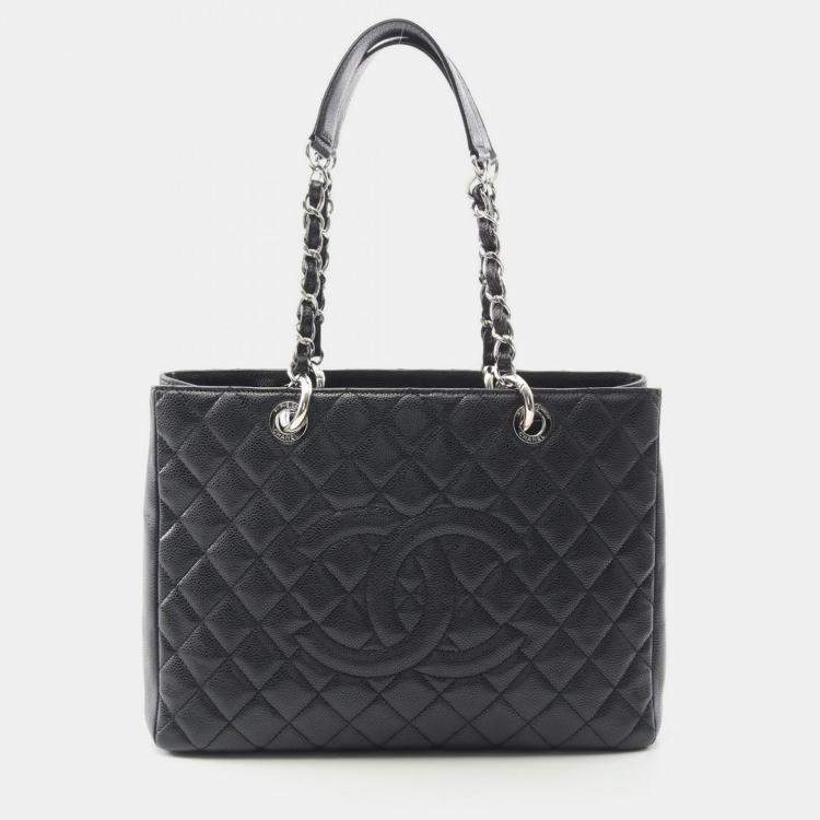 Pre Owned Chanel Matelasse GST Black Calfskin Chain Bag SHW 