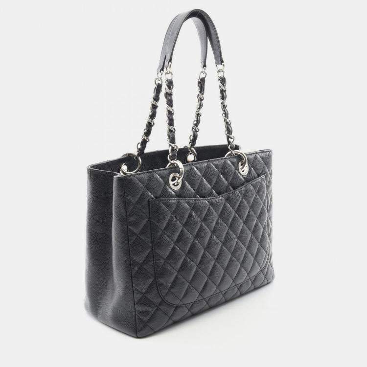 Pre Owned Chanel Matelasse GST Black Calfskin Chain Bag SHW 