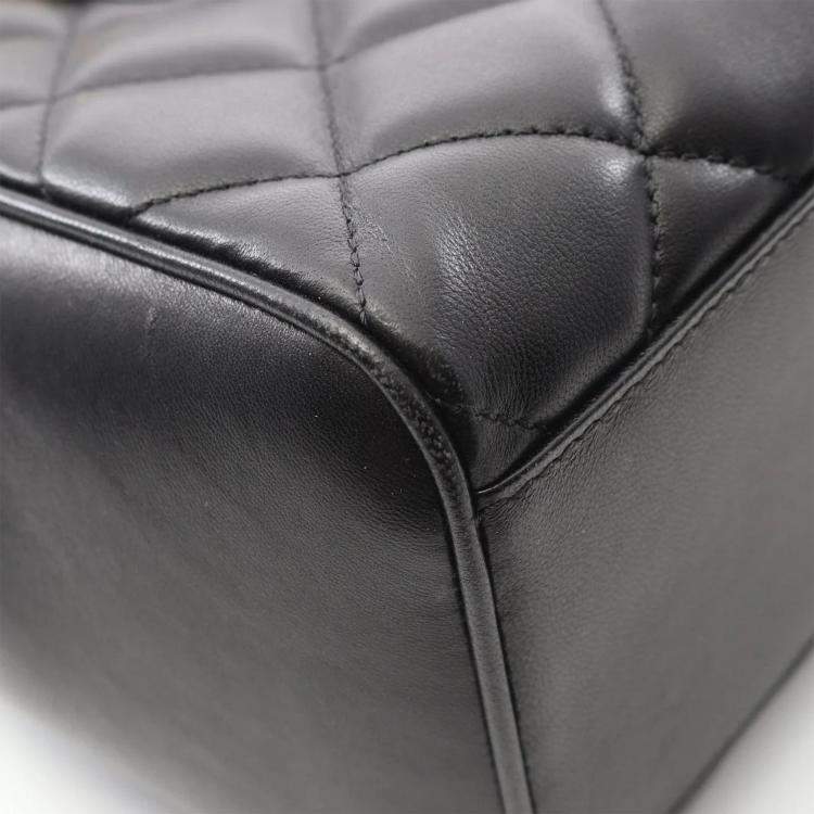 Pre Owned Chanel Matelasse Coco CC Black Lambskin Chain Tote Bag GHW  