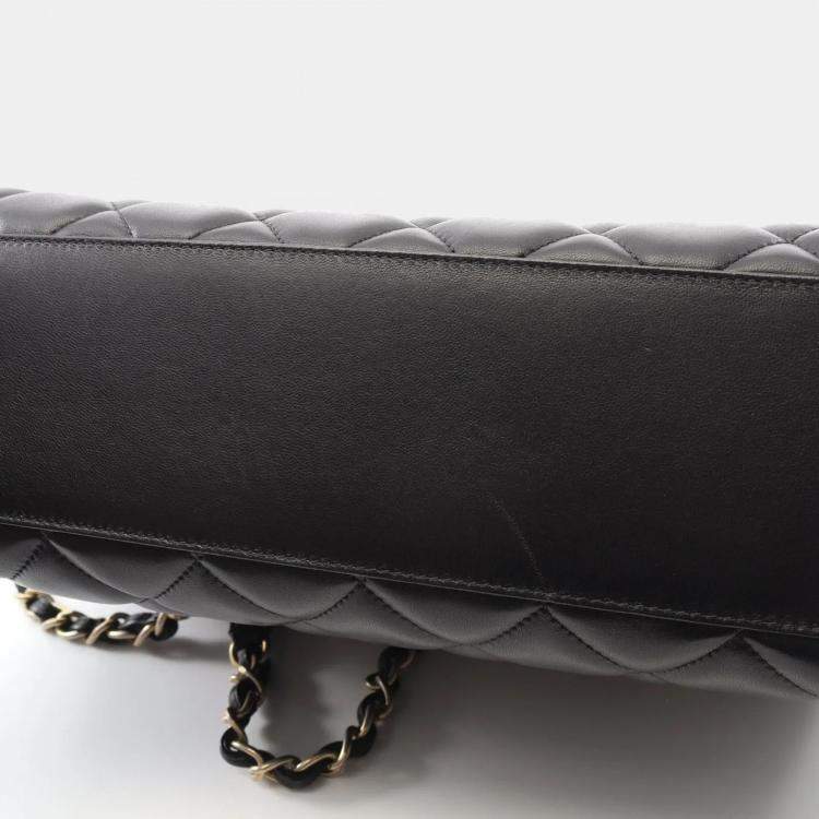 Pre Owned Chanel Matelasse Coco CC Black Lambskin Chain Tote Bag GHW  