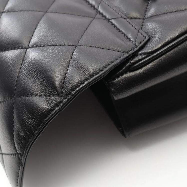 Pre Owned Chanel Matelasse Coco CC Black Lambskin Chain Tote Bag GHW  