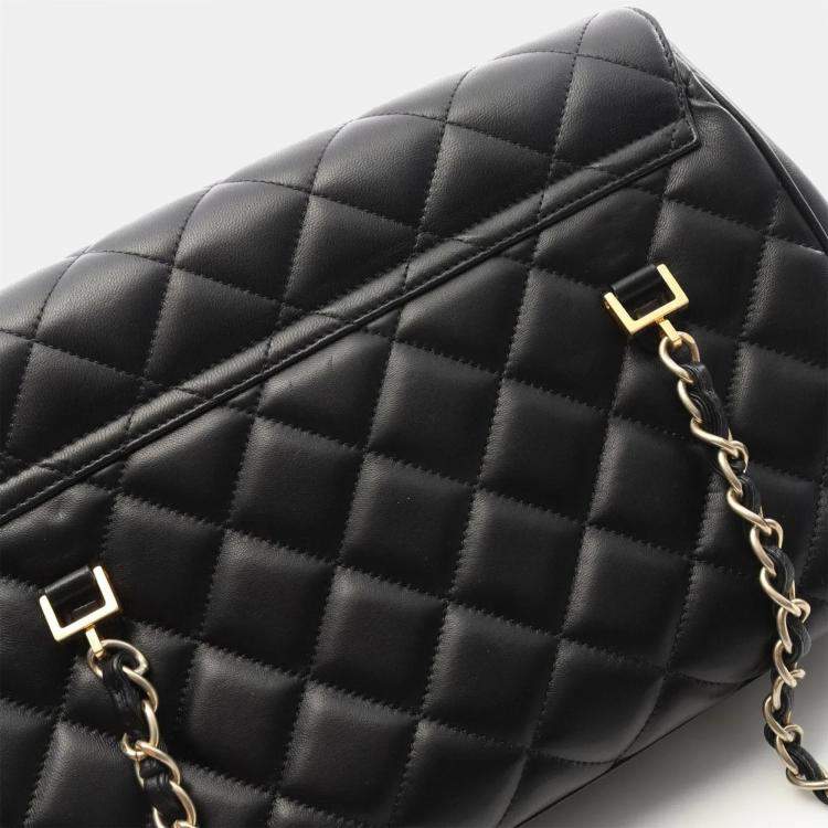 Pre Owned Chanel Matelasse Coco CC Black Lambskin Chain Tote Bag GHW  