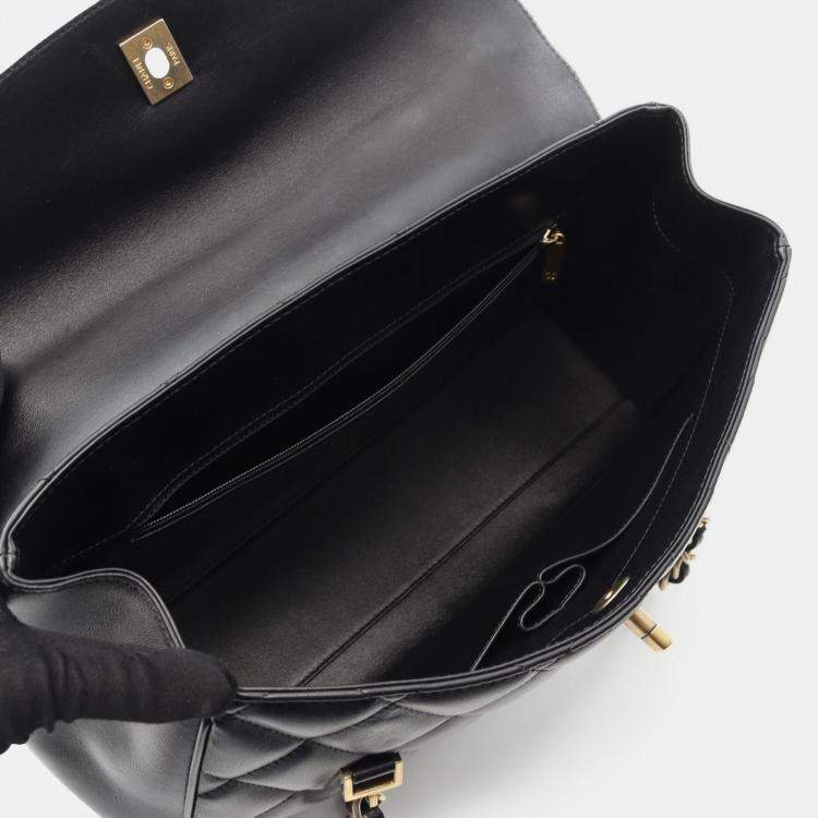Pre Owned Chanel Matelasse Coco CC Black Lambskin Chain Tote Bag GHW  