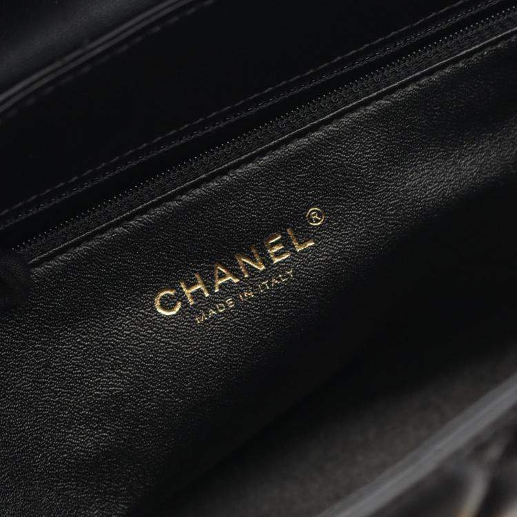 Pre Owned Chanel Matelasse Coco CC Black Lambskin Chain Tote Bag GHW  