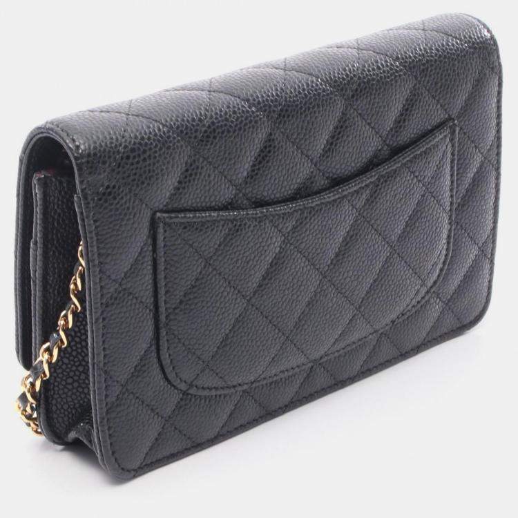 Pre Owned Chanel Matelasse Black Calfskin GHW Crossbody Chain Shoulder Bag