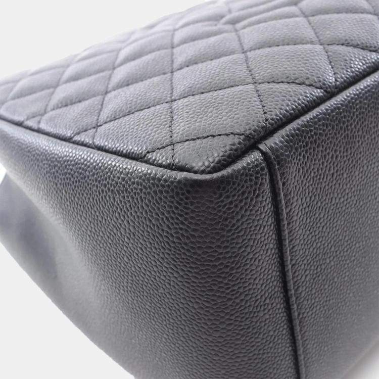 Pre Owned Chanel Matelasse CC Black Calfskin GST Grand Shopping Tote Bag SHW