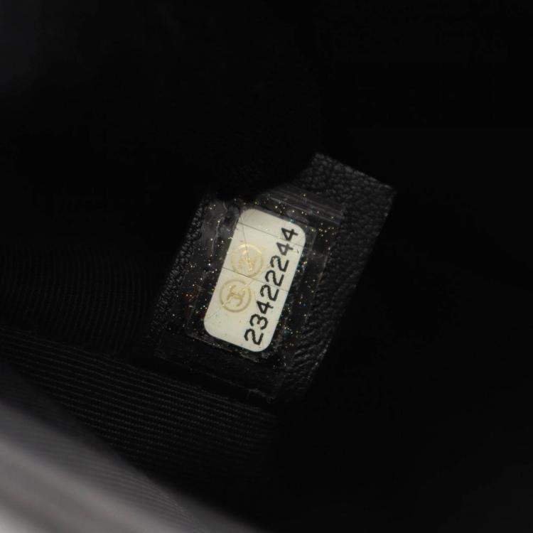 Pre Owned Chanel Boy Chanel Coco CC Black Lambskin Shoulder Bag GHW 