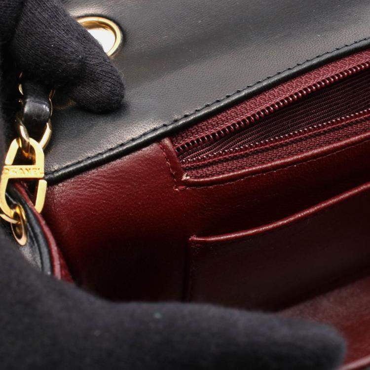 Pre Owned Chanel Mademoiselle Black Lambskin GHW Crossbody Chain Shoulder Bag