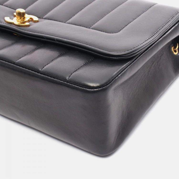 Pre Owned Chanel Mademoiselle Black Lambskin GHW Crossbody Chain Shoulder Bag
