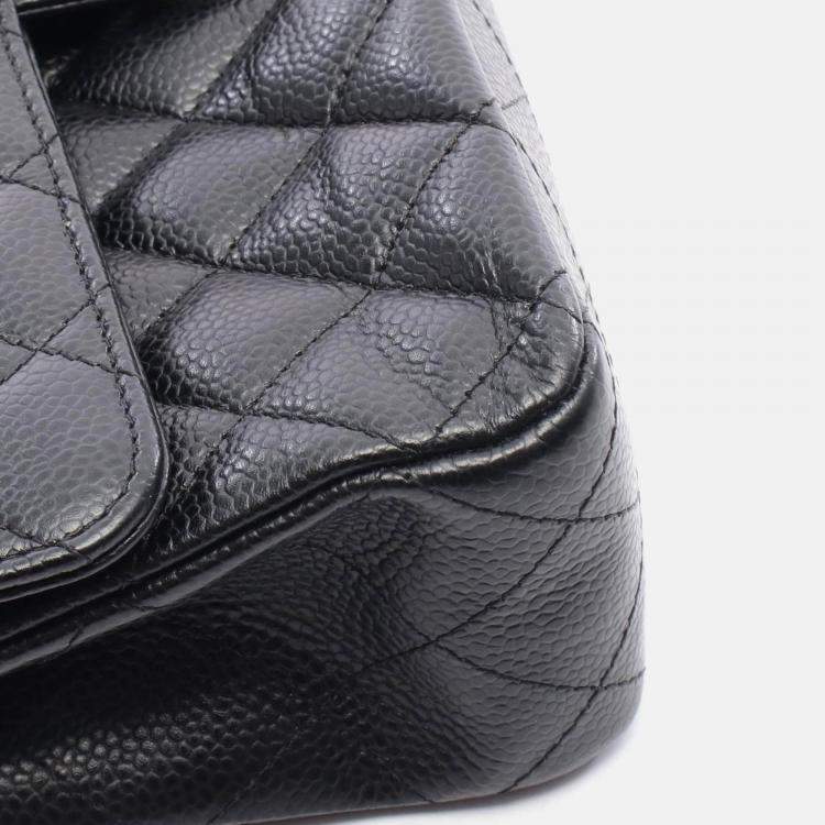 Pre Owned Chanel Matelasse Black Calfskin SHW Double Flap Chain Shoulder Bag