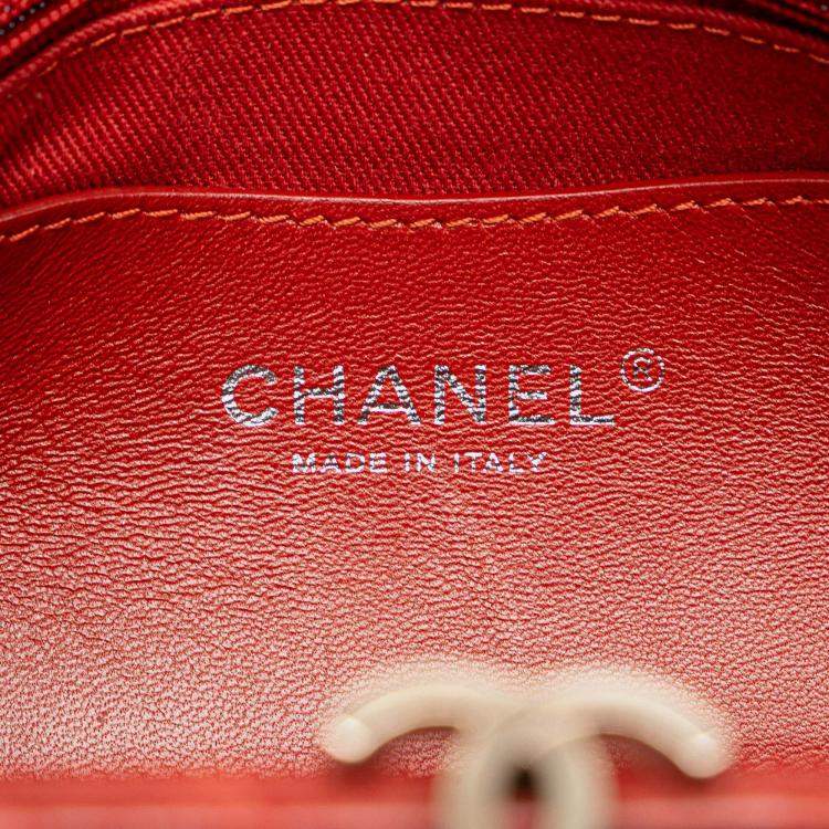 Pre Owned Chanel Red Large Glazed Calfskin Mademoiselle Bowling Bag