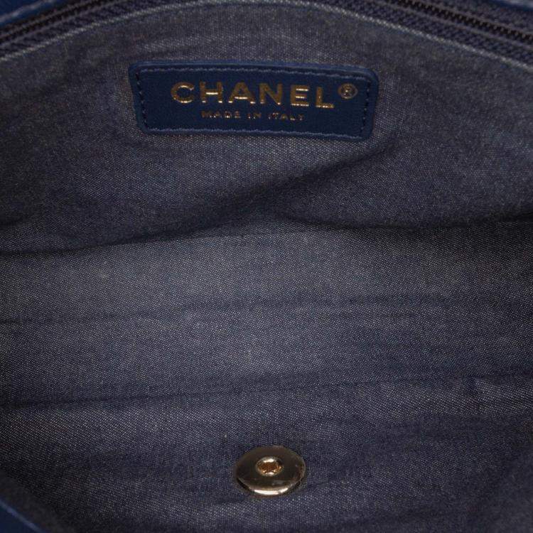 Pre Owned Chanel Blue Small Lambskin Elegant Chain Single Flap