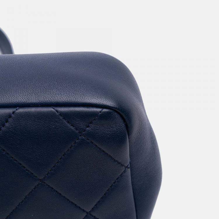 Pre Owned Chanel Blue Small Lambskin Elegant Chain Single Flap