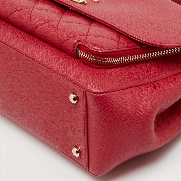 Pre Owned Chanel Red Quilted Caviar Leather Large Business Affinity Flap Bag