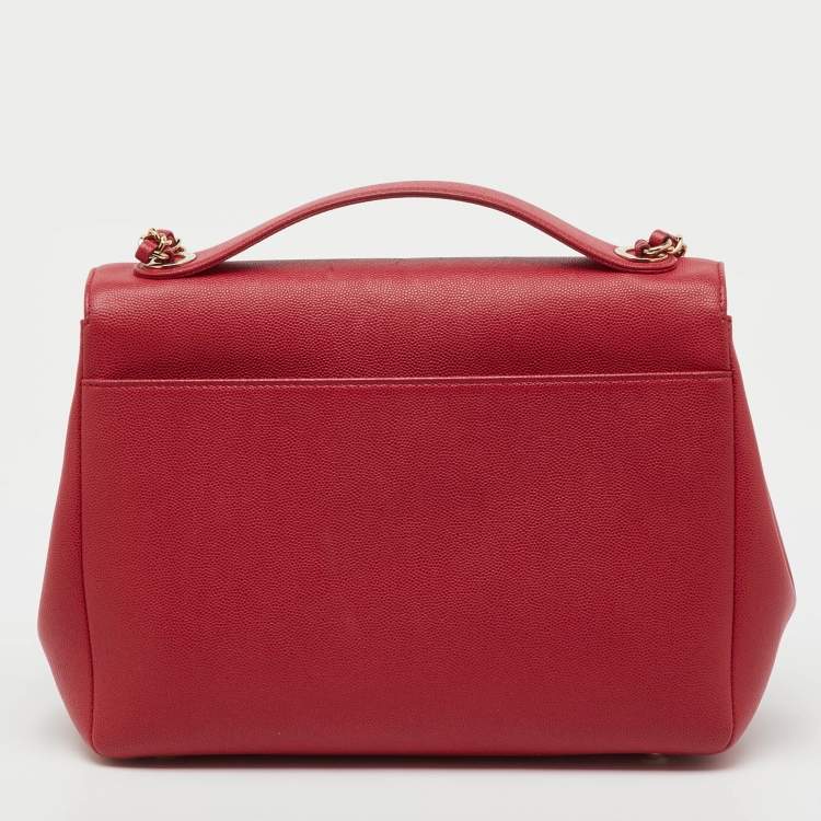 Pre Owned Chanel Red Quilted Caviar Leather Large Business Affinity Flap Bag