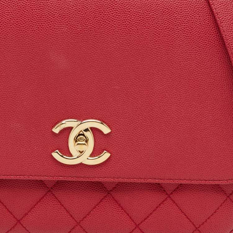 Pre Owned Chanel Red Quilted Caviar Leather Large Business Affinity Flap Bag