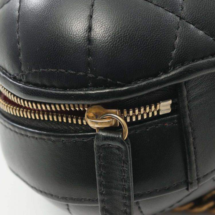Pre Owned Chanel Black Quilted Lambskin CC Bubble Vanity Case With Chain