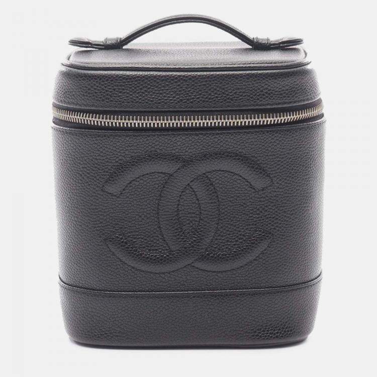 Pre Owned Chanel Black CC Caviar Vanity Case