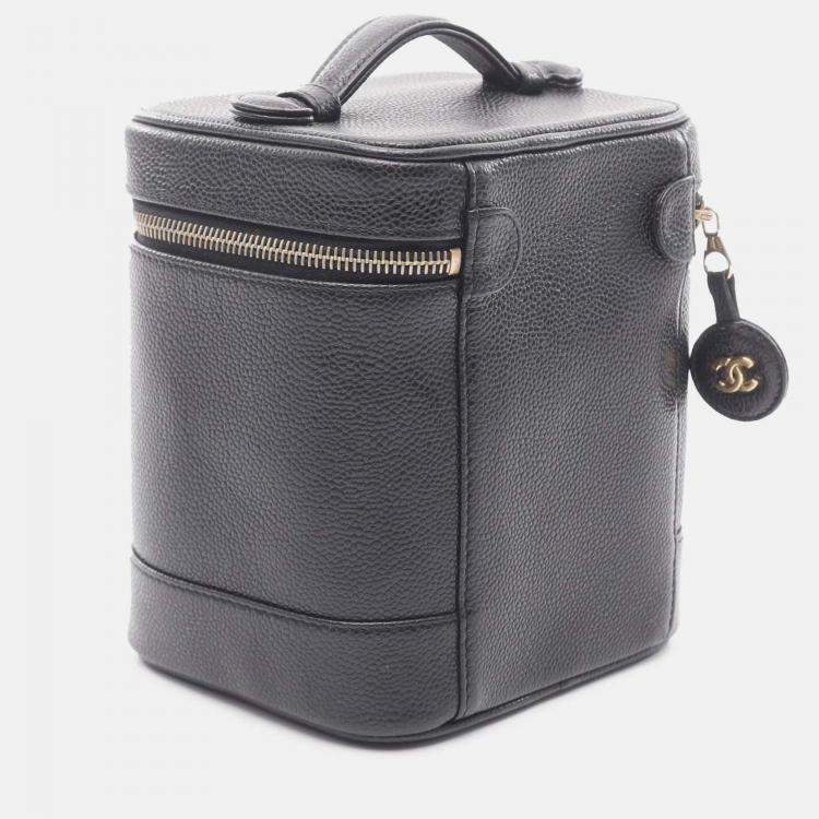 Pre Owned Chanel Black CC Caviar Vanity Case