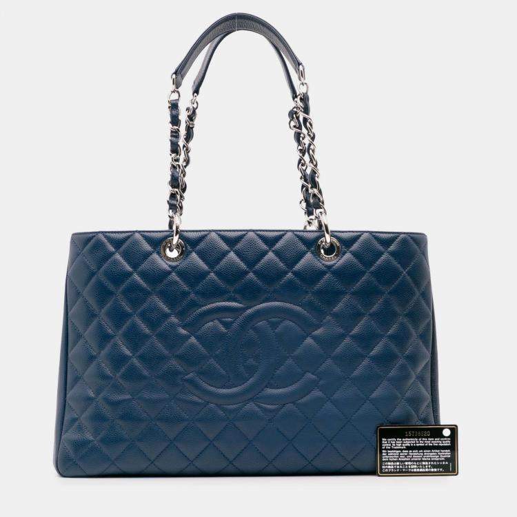 Pre Owned Chanel Blue Caviar Grand Shopping Tote XL