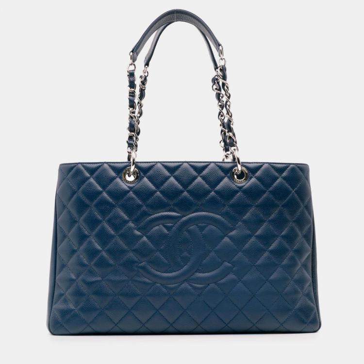 Pre Owned Chanel Blue Caviar Grand Shopping Tote XL