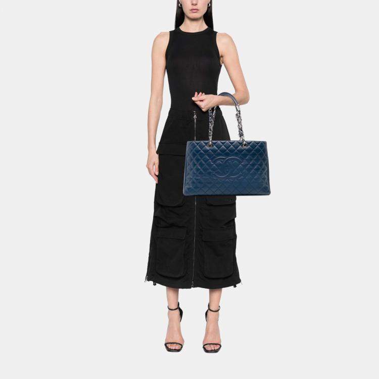 Pre Owned Chanel Blue Caviar Grand Shopping Tote XL