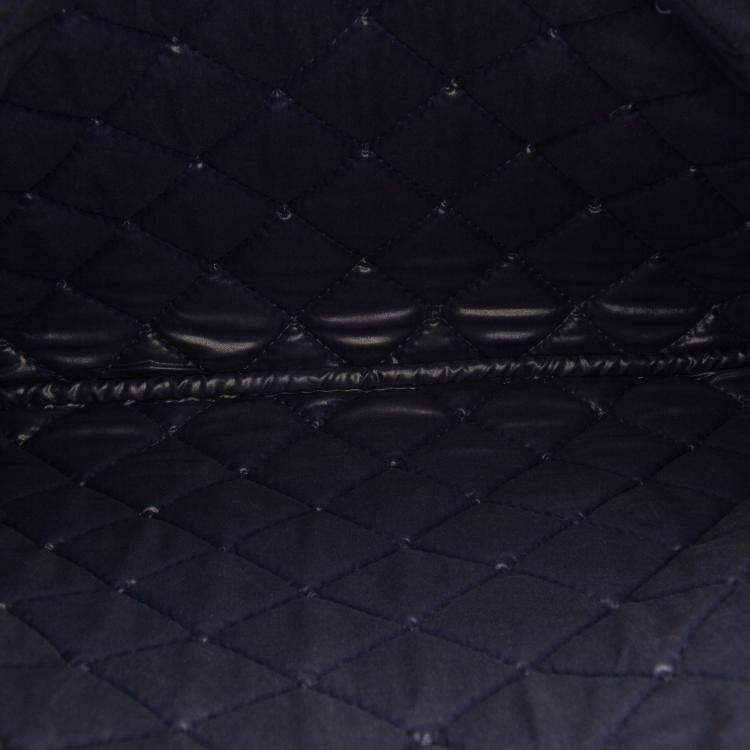 Pre Owned Chanel Navy Blue Medium Quilted Lambskin Boy O Case Clutch