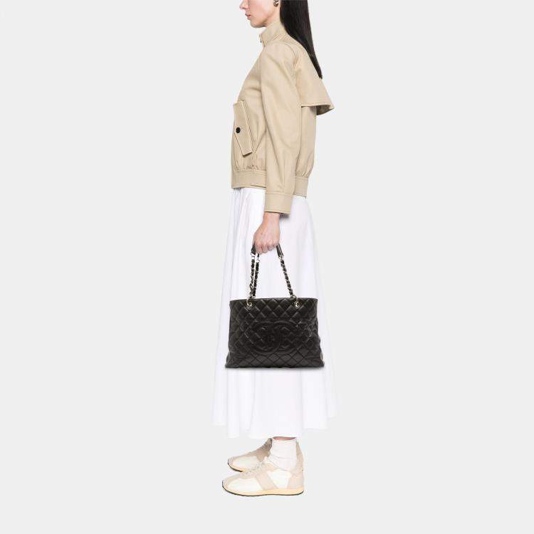 Pre Owned Chanel Black Caviar Grand Shopping Tote