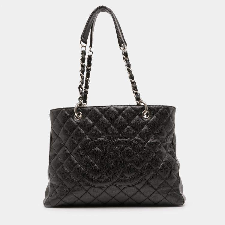 Pre Owned Chanel Black Caviar Grand Shopping Tote