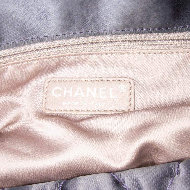 Pre Owned Chanel Black Extra Large CC Quilted Satin Single Flap Bag