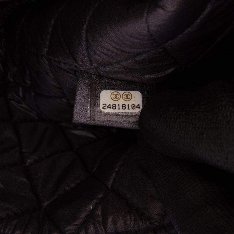 Pre Owned Chanel Black Medium CC Quilted Caviar O Case Clutch