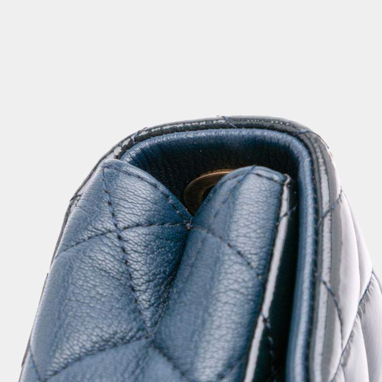 Pre Owned Chanel Navy Blue Paris-Salzburg Small Patent and Goatskin CC Eyelet Flap Bag
