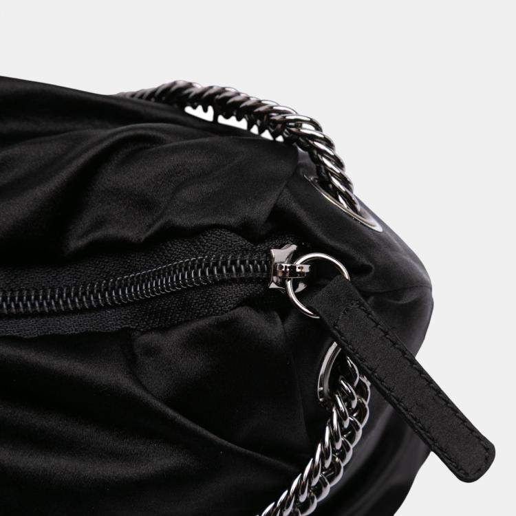 Pre Owned Chanel Black Large Satin Bow Mademoiselle Shoulder Bag