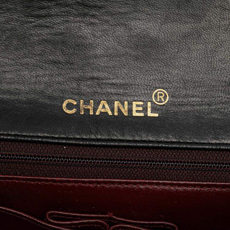 Pre Owned Chanel Black CC Quilted Lambskin Full Single Flap
